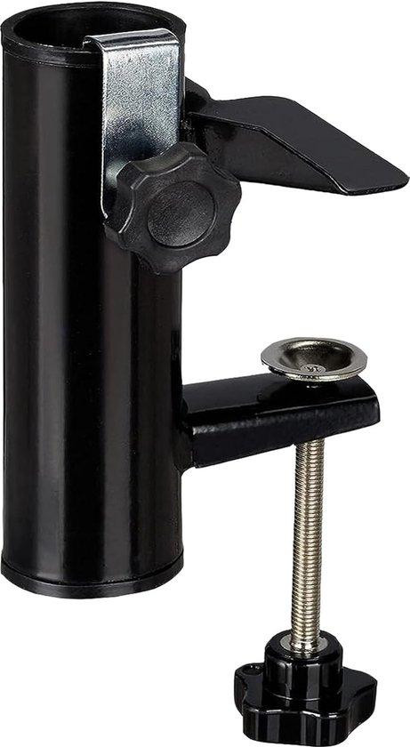 Famanu Parasolstandaard voor balkon of terras met vaste clipbevestiging, metaal, wit, compact