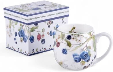 STP Goods Wild Berries Bone China Big Belly Coffee Tea Mug in Gift Box