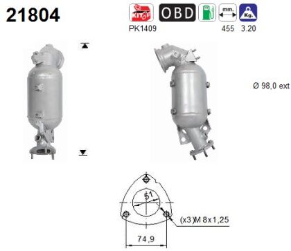 As Katalysator 21804 Für Opel
