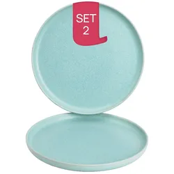 James Cooke Bliss flache Teller - 2er-Set, Steingut, Ø 28 cm, hellblau, Seidenglanz
