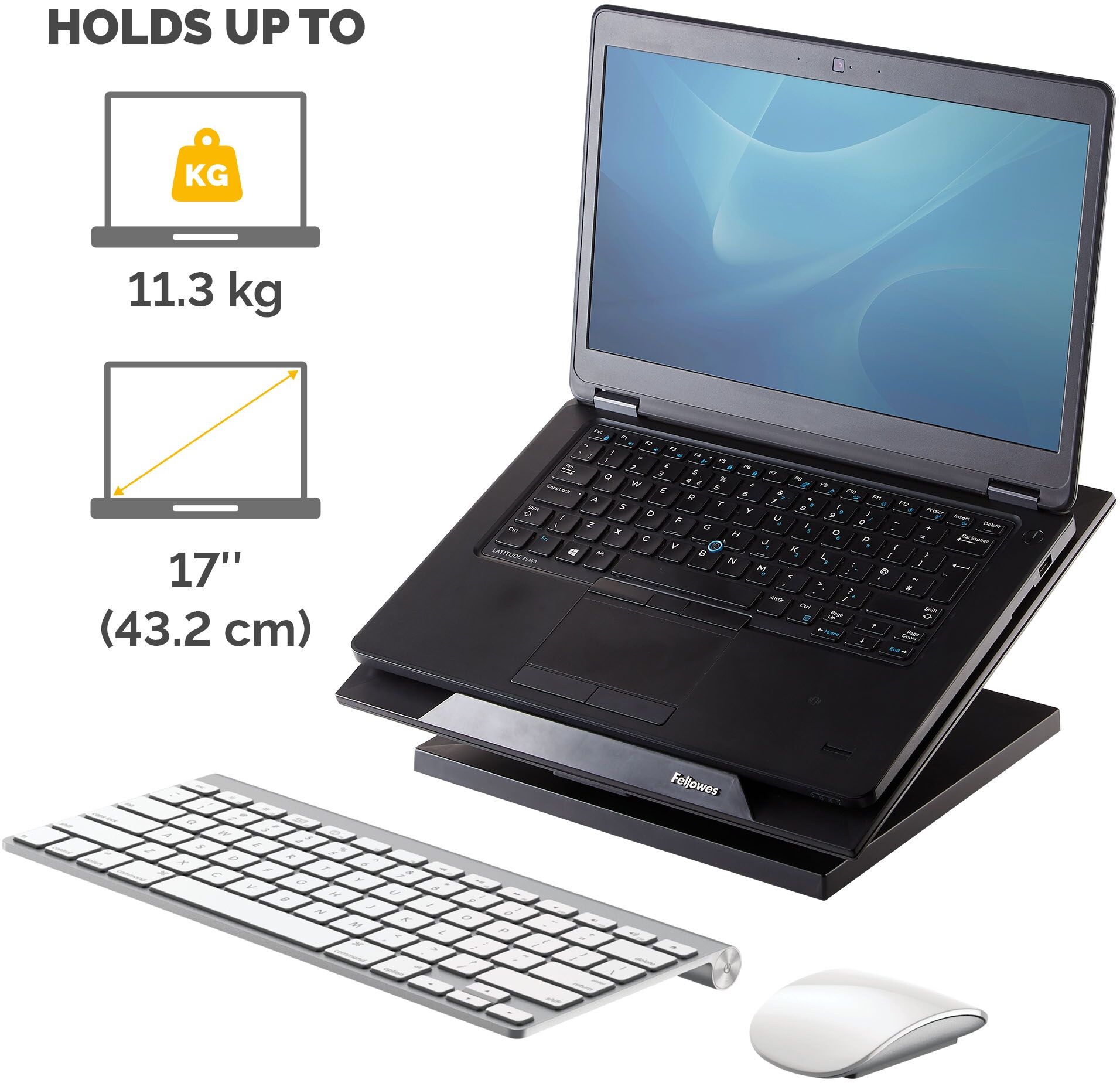 Fellowes Designer Suites Laptop Riser - Adjustable Laptop Stand with 4 Height Positions (88-184mm) and 0-30 Degree Angle Tilt - For Laptops Up To 17",