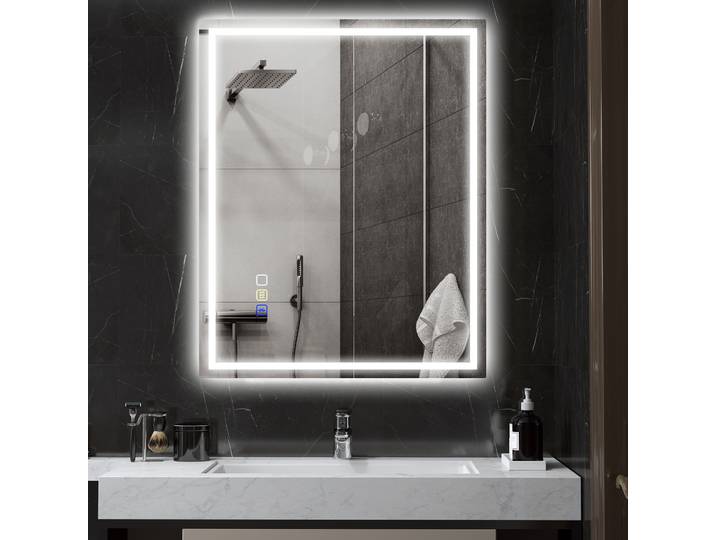 HOMCOM Miroir LED Anti-Buée Bluetooth 80x100cm Salle de Bain