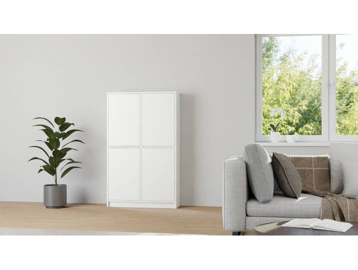 Regal mit Türen - Einfacher Schrank nach Maß MDF Beschichtet MDF Weiß matt