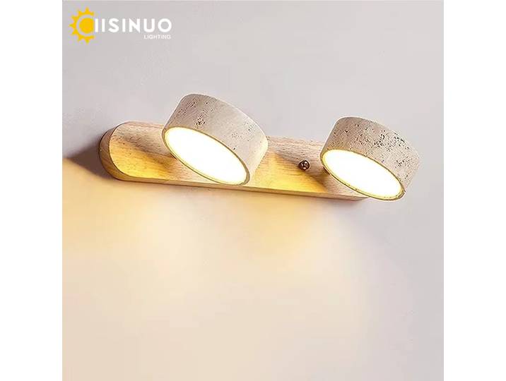 Lampe murale LED rotative pour miroir de vanité, Wabi Sabi, pierre naturelle travertin, Anti-Corrosion, antirouille, pour vanité, salle de bains, Dec