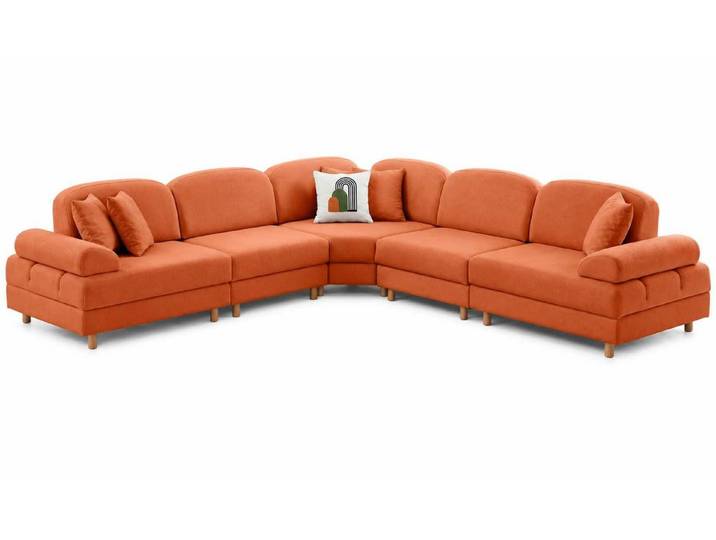 Xlmoebel Ecksofa Modernes orangenes Ecksofa aus Stoff in L-Form für Ihr Wohnzimmer, 5 Teile, Made in Europa