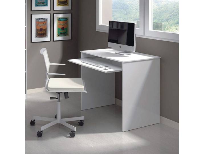 Bureau avec plateau coulissant 90x54x79 cm blanc
