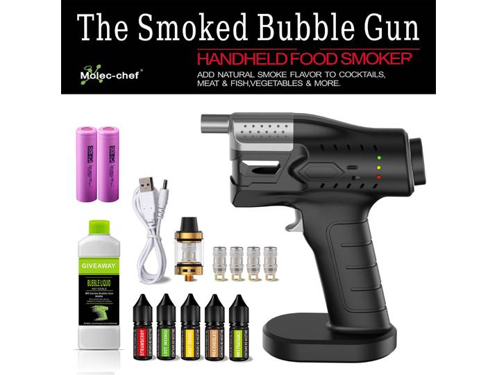 Pistolet à bulles de fumée amélioré, volume de fumée réglable, lanceur de saveurs pour cocktails, accessoires de décoration pour bar à bonbons, shaker