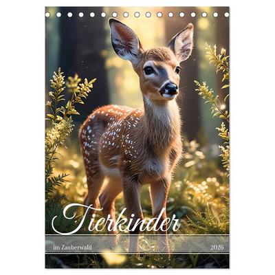 Tierkinder im Zauberwald (Tischkalender 2026 DIN A5 hoch), CALVENDO Monatskalender