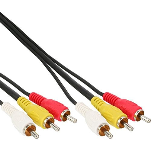 InLine 89610 composiet videokabel met 3 x RCA, 10 meter, zwart