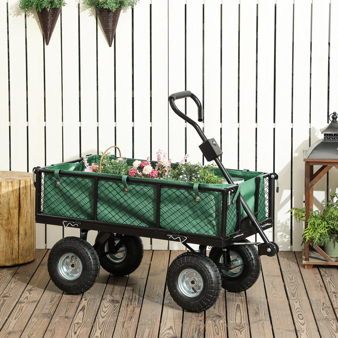 Borough Wharf Outsunny Garden Trolley Cart Heavy Duty Festival Trolley Green 54cm H X 51cm W X 105cm D