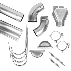 10m Dachrinnen Set Grömo Komplettpaket Komplettset mit Fallrohr stahl verzinkt (Ausführung: 7tlg./280mm mit 80mm Fallrohr)