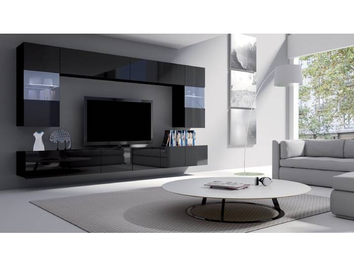 Designer Wohnwand Da Vinci mit LED - Holz-Holz - Luxusbetten24