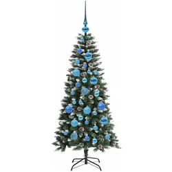 vidaXL, Weihnachtsbaum, Rune (mit LEDs und blauen Kugeln) (120 cm)