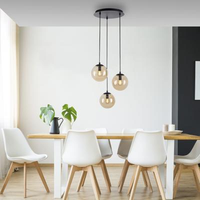 OTTO HOME Pendelleuchte "Nellin", beige (schwarz, glas amberfarben), 3, Ø 38cm, Leuchten, Hängeleuchte mit großen Glaskugeln, amberfarben oder opal matt weiß, Pendelleuchte