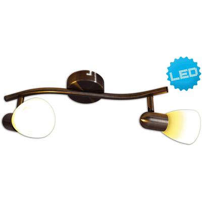 NÄVE LED Deckenspot "Mestre", braun, 2, Ø 7,2cm H: 14cm, 1 Stk., Leuchten, 2er LED Wand-u. Deckenspot, E14, braun, Glasschirm weiß, LED Deckenspot