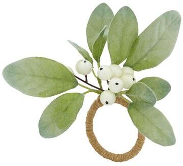 Saro Lifestyle White Berry Delight Napkin Ring (Set of 4) - Green