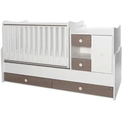 Lorelli Babybett, Jugendbett 3 in 1 Mini Max umbaubar, für 2 Kinder gleichzeitig braun weiß