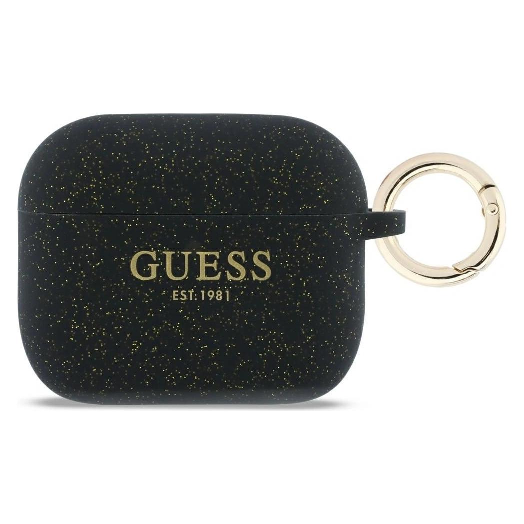 Guess Case Silicone Glitter Ring for AirPods Pro 3 black (Ladecase Hülle) (GUAP3SGGEK)