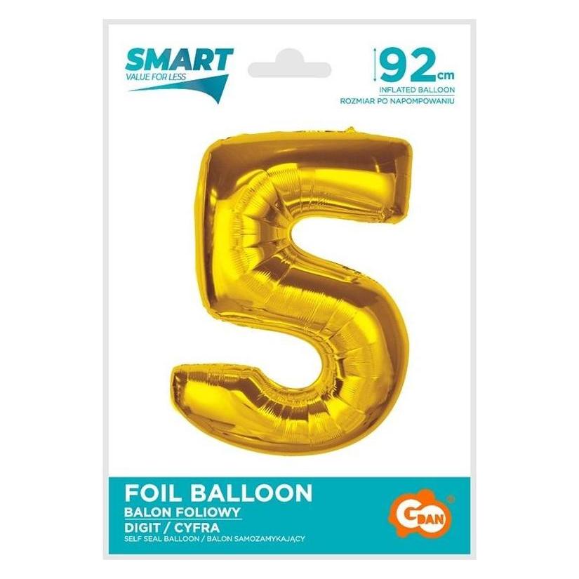 GoDan Folienballon Smart Nummer 5, Gold, 92 cm (1x) (47997332)