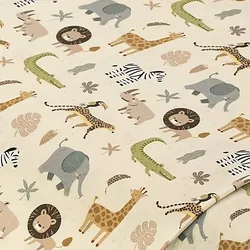 Baumwollstoff "Afrika-Safari-Tiere", natur-color