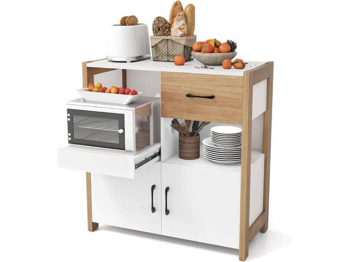 Buffet de rangement - HELLOSHOP26 - Buffet vitrine - 82 x 40 x 81 cm - Bois d'ingénierie - 2 portes