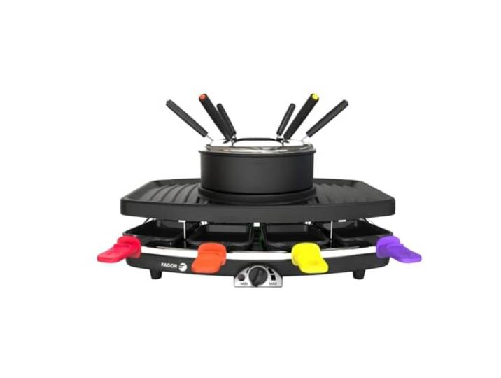 Fagor Raclette Fondue Grill 3 in 1 6 Personen 1100 W Schwarz FG816