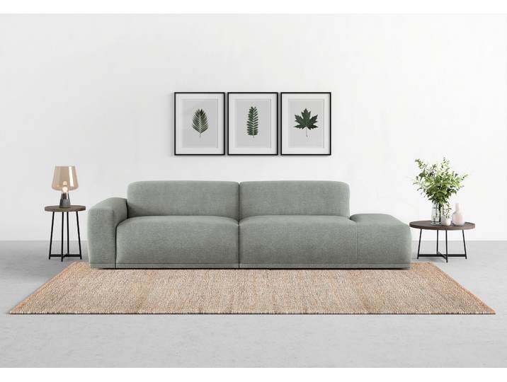 Big-Sofa, Polyester, Grau Pinstripe 277×72×107 cm, Kaltschaum-Polsterung, Modern, Trendmanufaktur