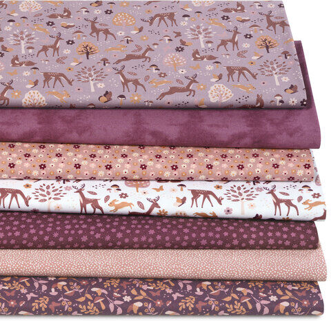 Patchwork- und Quiltpaket "Reh & Hase", braun-color