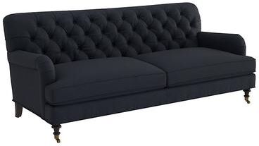 Maggie Leather Sofa - Navy Leather, Navy Latte - Ballard Designs