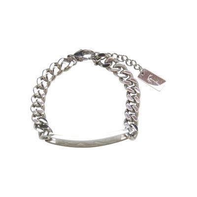 Armband KARL KANI "Karl Kani KK Retro Kani Plate Cubanlink Bracelet", silber, Armbänder, Damen, onesize, Stahl, Armband