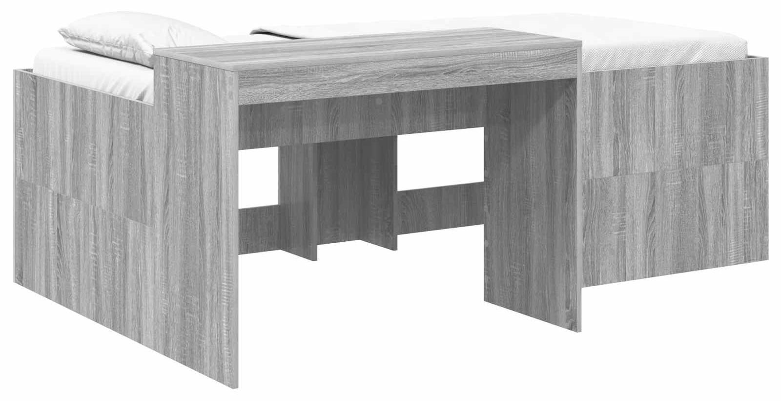 vidaXL Kinderbed met bureau, grijs Sonoma, houtfineer