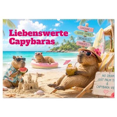 Liebenswerte Capybaras (Wandkalender 2027 DIN A2 quer), CALVENDO Monatskalender
