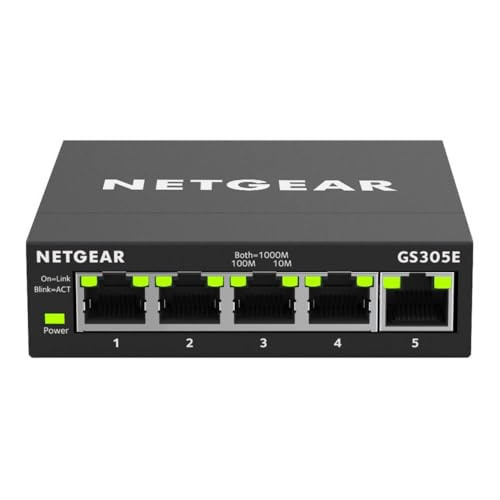 Netgear GS305E Managed Gigabit Ethernet Netwerk Switch, 5 Poorten, Zwart