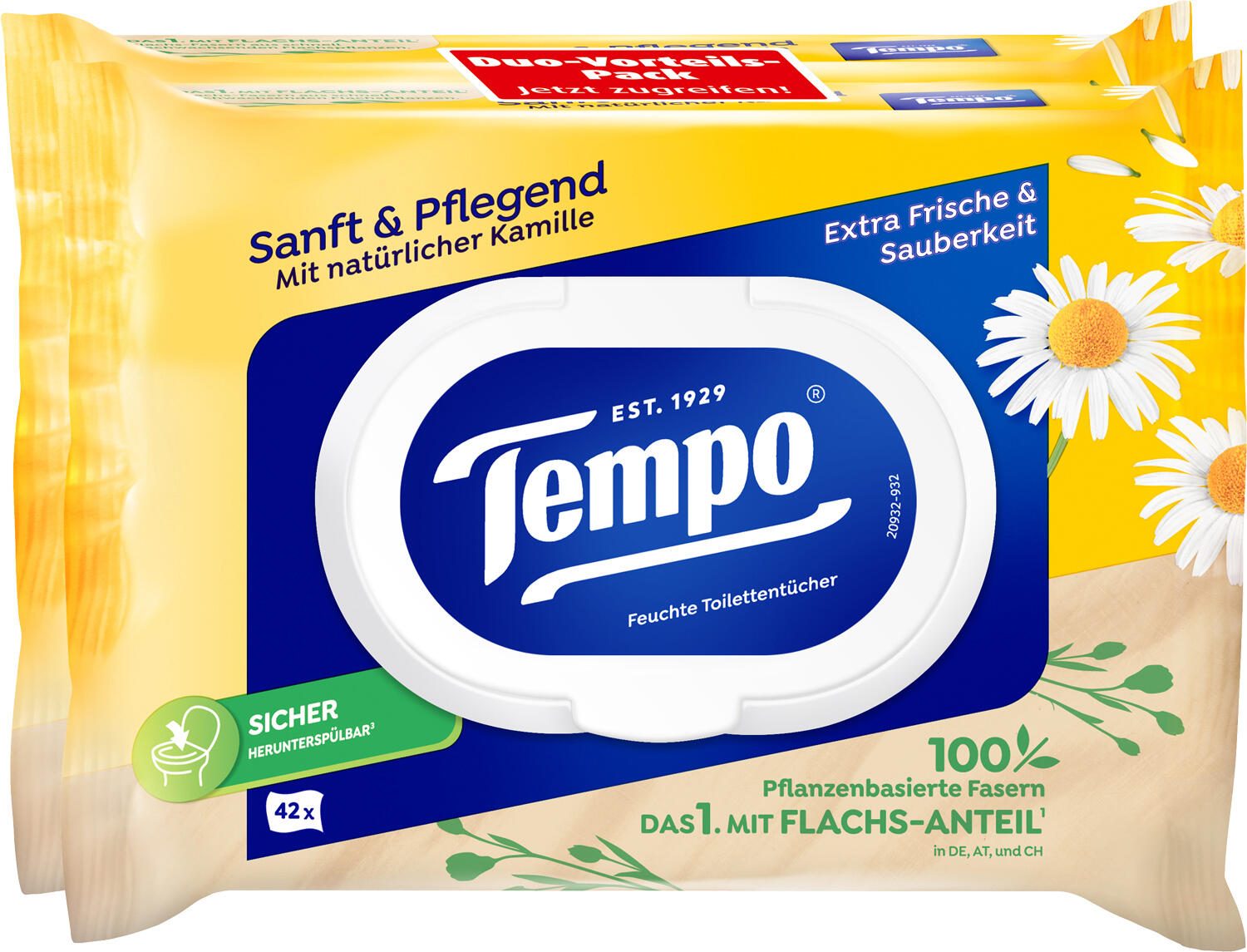 Tempo Feuchttücher Sanft & Pflegend Duo-Pack 1-lagig 836198