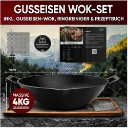 Gusskönig, Grillgeschirr, Eingebrannte Wokpfanne 36cm