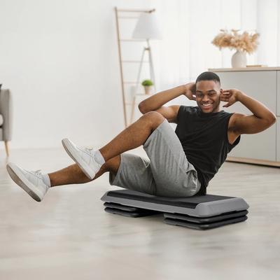 Multicon Wholesale Hub Adjustable Fitness Stepper, Exercise Aerobic Step Platform, Risers Grey, Non Slip Adjustable Fitness Stepper, Exercise Aerobic Step Platform, Risers Grey, Non Slip