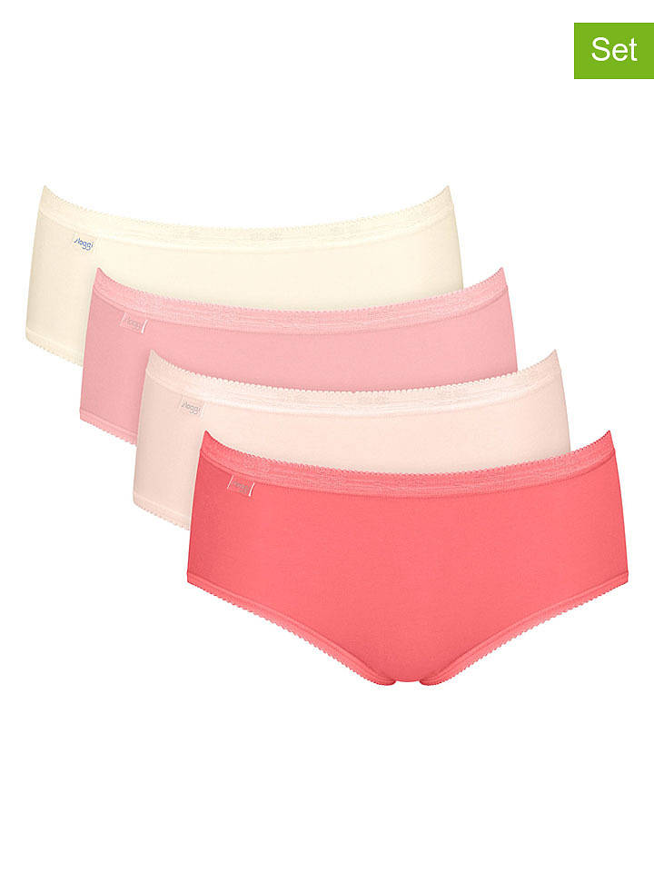 Sloggi 4er-Set: Pantys "Basic+" in Creme/ Rosa - 36