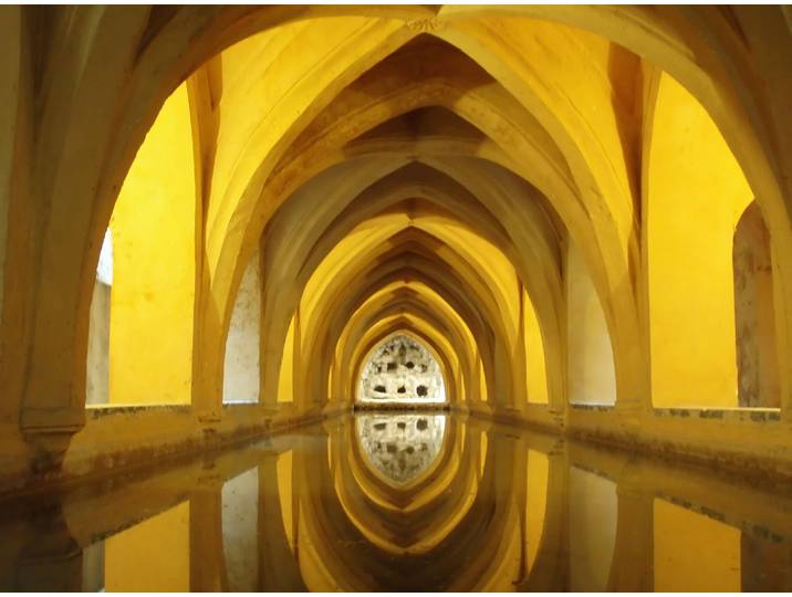 Fototapete PAPERMOON PALAST ALCAZAR-SEVILLA SCHLOSS PATIO ARKADE ANTIK FORT , bunt, B:4m L:2,6m, Vlies, Tapeten, Fototapete