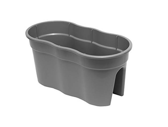KHW Flowerclip XL 2er-Set Grau Pflanzgefäße für Balkon- & Geländerbegrünung wetterfest & UV-beständig Zwei Pflanzkammern für Geländer Ø bis 6 cm dekorativ & stabil Made in Germany