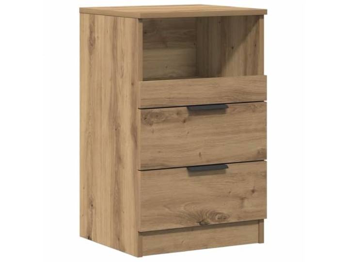 fsahslih Nachttisch Artisan-Eiche 40x36x65 cm Beistelltisch Kompakter Schrank für das Schlafzimmer mit zwei Schubladen und Fach für geordnete Aufbewahrung von Büchern.