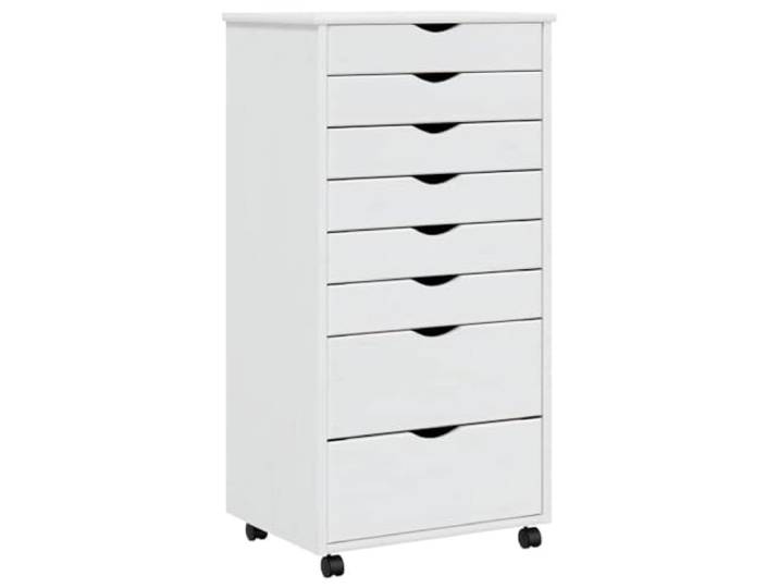 Heofavd Rollschrank mit 8 Schubladen Kiefernholz Weiß 53x39x103cm