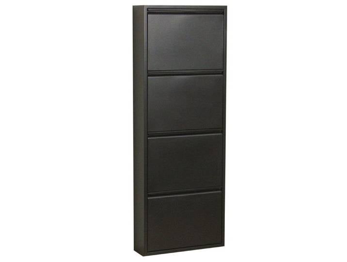 Pisa Armoire à chaussures à 4 rabats/portes métal noir.