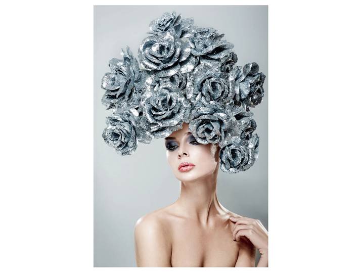 Alubild Schönheit mit Silbernen Rosen image LAND