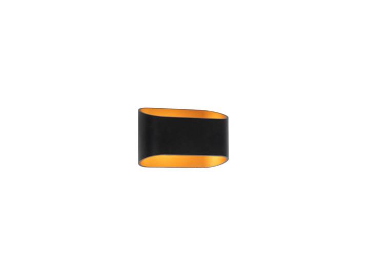 Moderne wandlamp zwart met gouden binnenkant ovaal - Alone