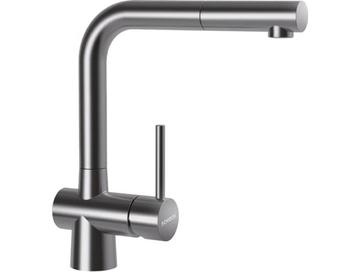 SCHOCK® Küchenarmatur LAIOS Edelstahl massiv I Hochdruck Armatur mit ausziehbarer Schlauchbrause I 360° schwenkbar I Edelstahl massiv I Einhebelmischer Standardanschlüsse I Höhe 285 mm
