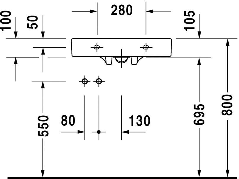 Duravit Architec Waschtisch 57,5 cm Hahnloch rechts, zur Montage mit Unterputz-Siphon