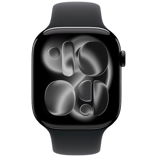 Apple Watch Series 11 46mm Schwarz (Schwarzes Gummi Armband S/M)