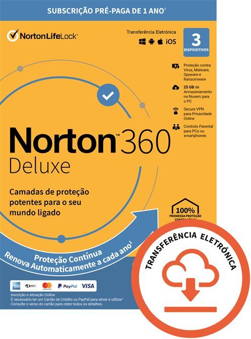 Symantec 360 Deluxe 2021 - 3 Dispositivos - 1 Ano - Cartão Digital