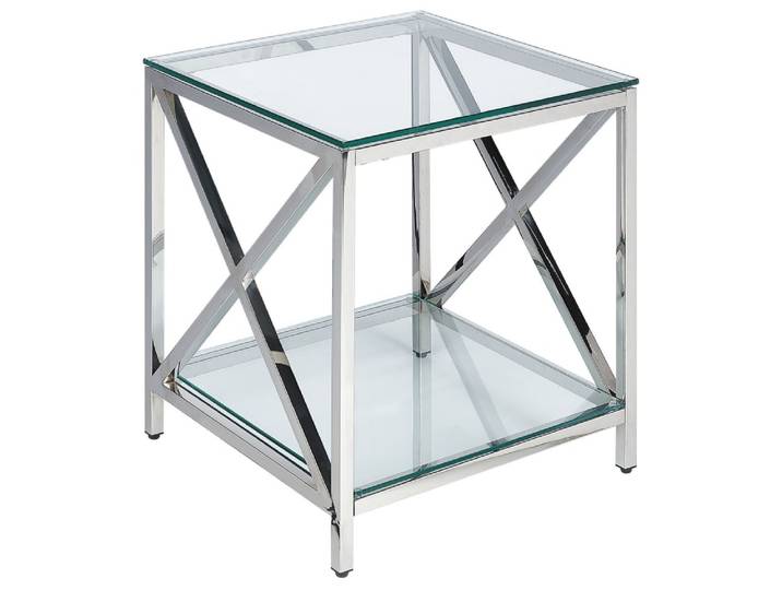 Table d'appoint verre de sécurité argenté