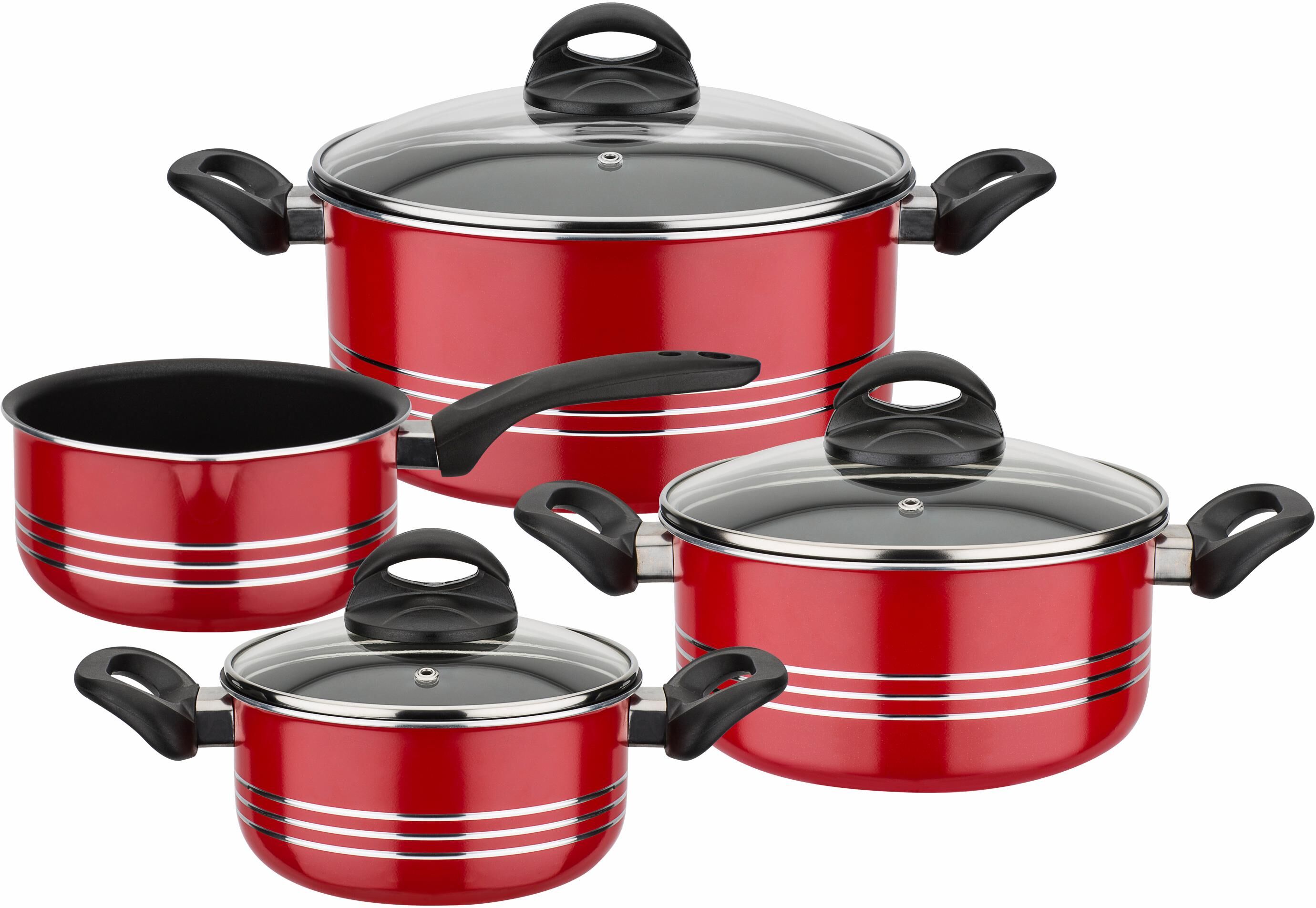Topf-Set GSW "Milano color", rot, Töpfe, Topf-Set, extra starker FerroThermBoden, Induktion